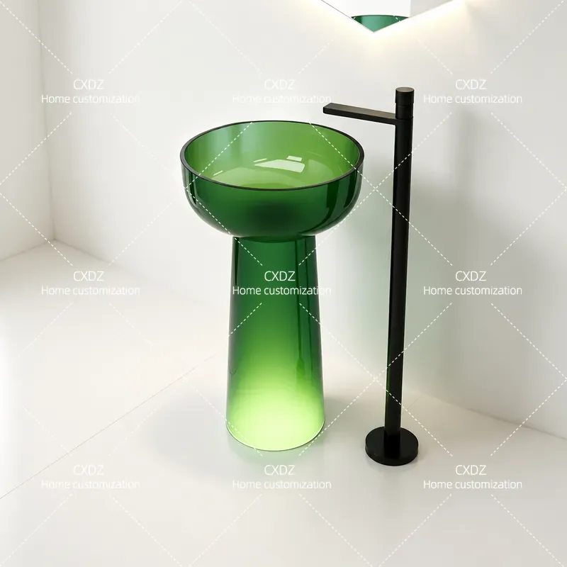 Resin Art In Floor - Lavabo de Columna Integrado de Piso