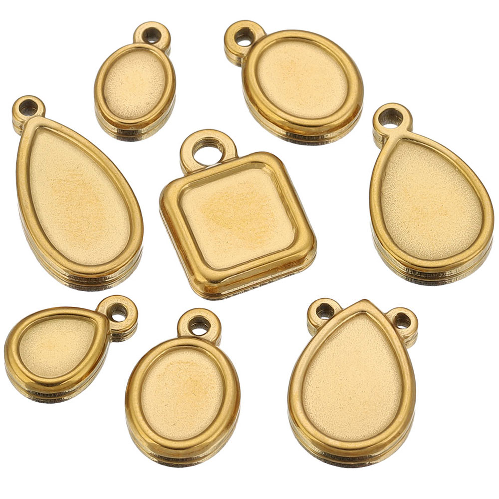 Bezels Pendant Resin - 5 piezas de acero inoxidable, bases