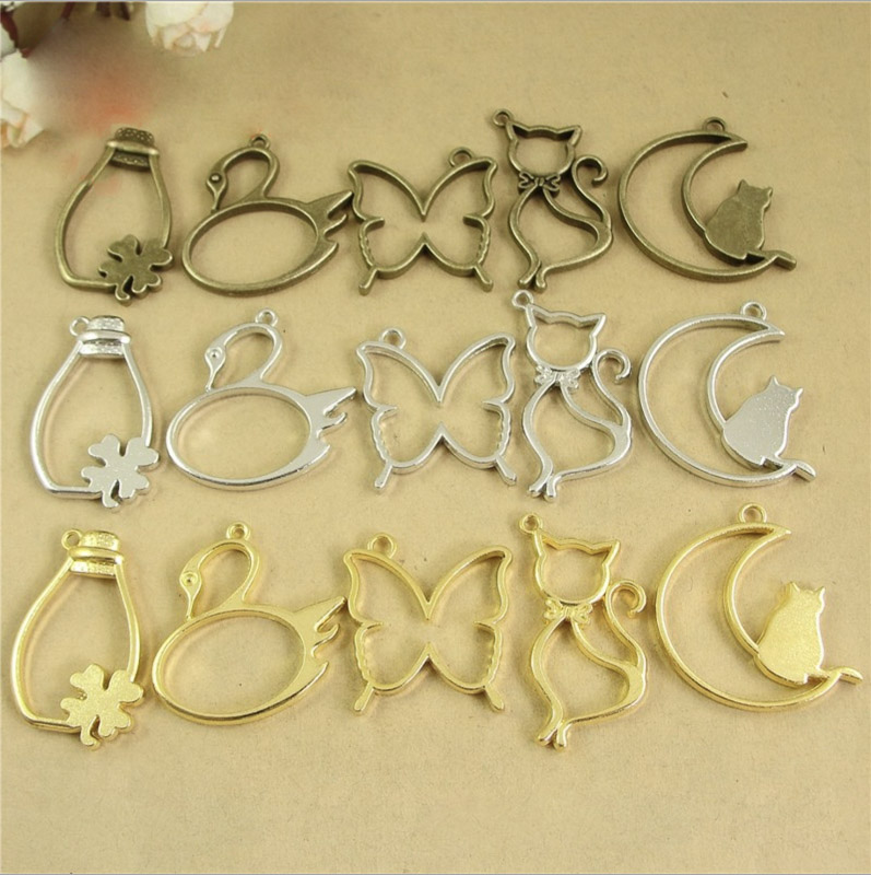 Bezels Pendant Resin - Colgante de marco de Metal con