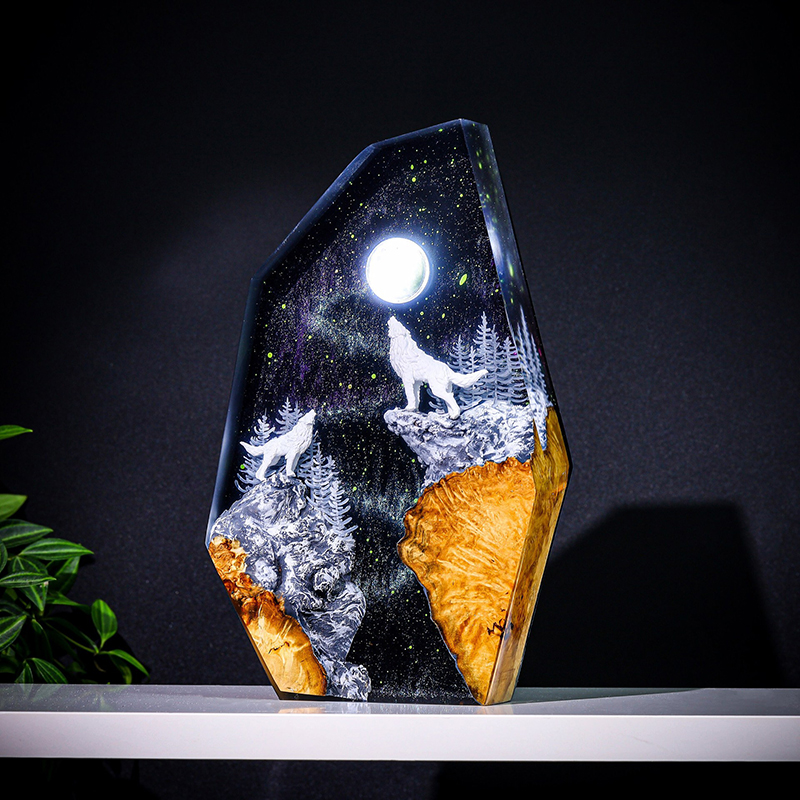 Resin Art Light - Lámpara de Mesa de Resina con