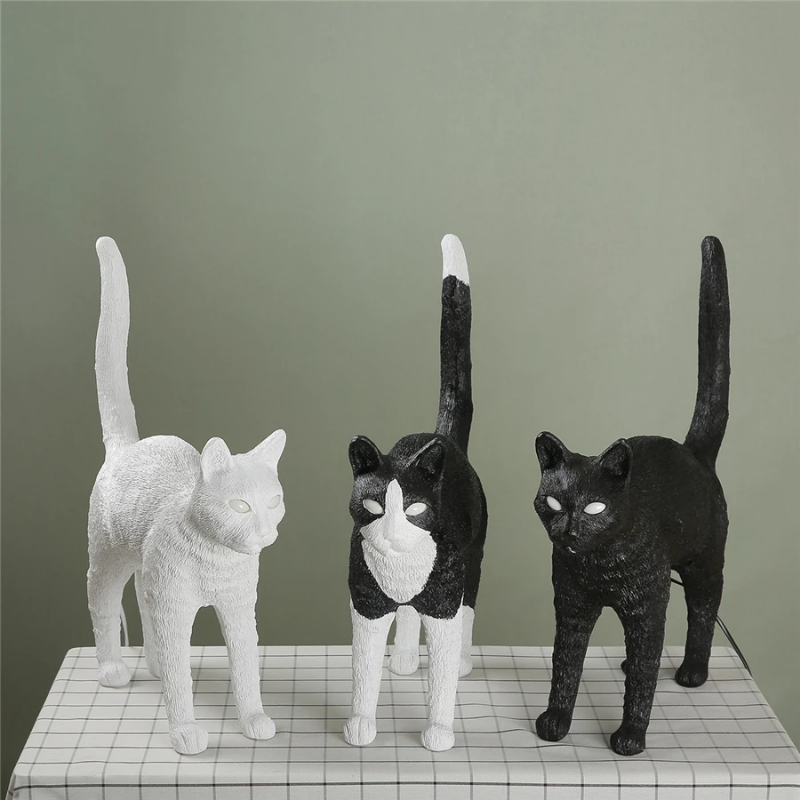 Resin Art On Floor - Lámpara de mesa de gato nórdico,