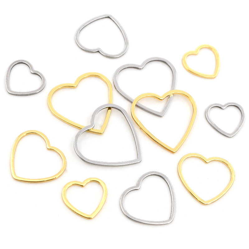 Bezels Pendant Resin - 20 piezas corazón encanto oro Acero