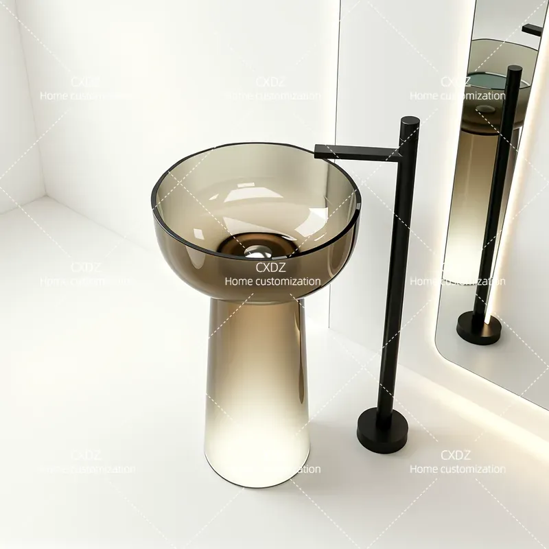 Lavabo de Columna Integrado de - Resin Art In Floor reseña y precio
