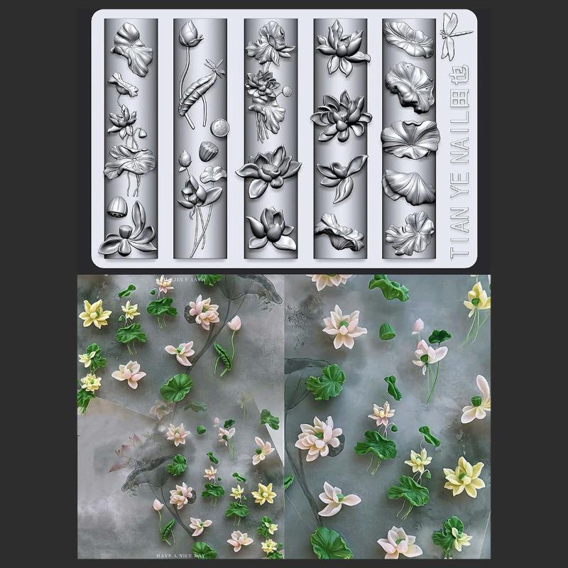 Serie de flores, molde para uñ - Resin Art Templates Free reseña y precio